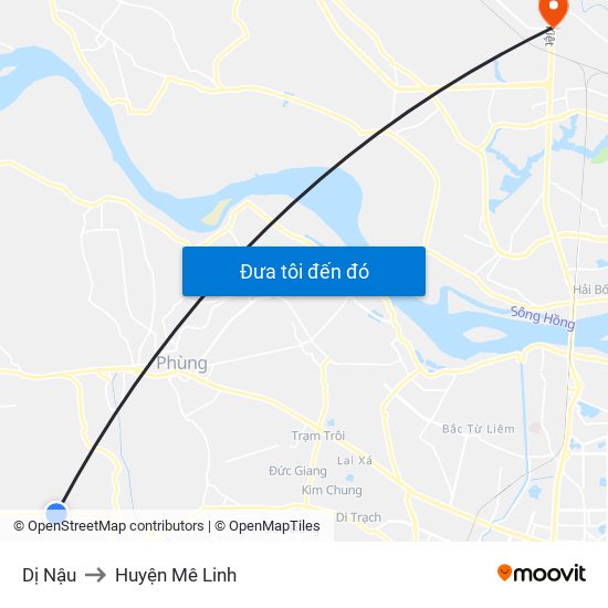 Dị Nậu to Huyện Mê Linh map