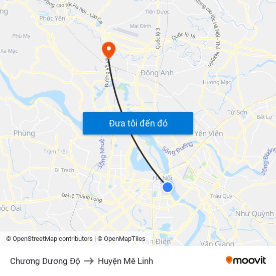 Chương Dương Độ to Huyện Mê Linh map