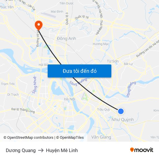 Dương Quang to Huyện Mê Linh map