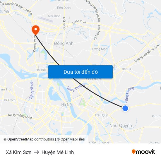 Xã Kim Sơn to Huyện Mê Linh map