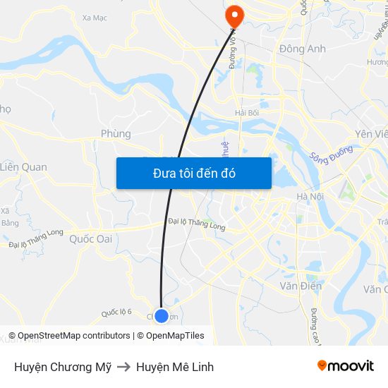 Huyện Chương Mỹ to Huyện Mê Linh map