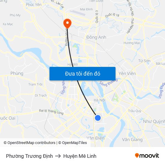 Phường Trương Định to Huyện Mê Linh map