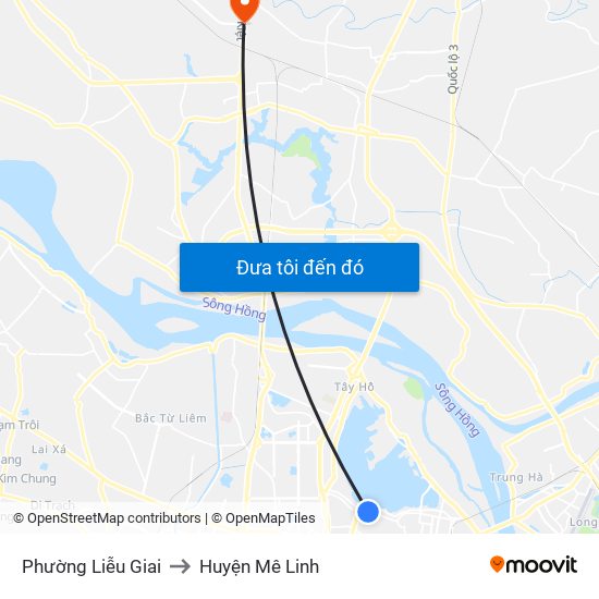 Phường Liễu Giai to Huyện Mê Linh map