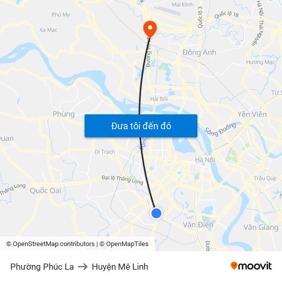 Phường Phúc La to Huyện Mê Linh map