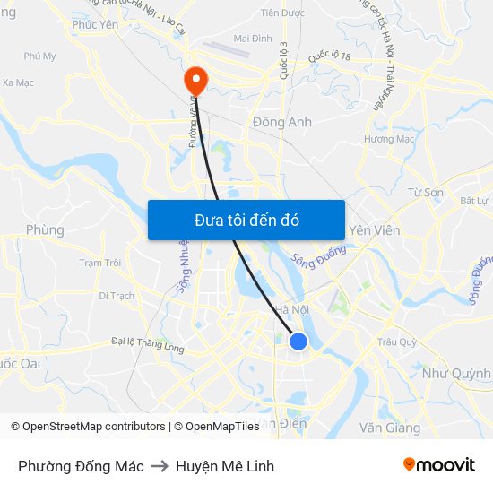 Phường Đống Mác to Huyện Mê Linh map