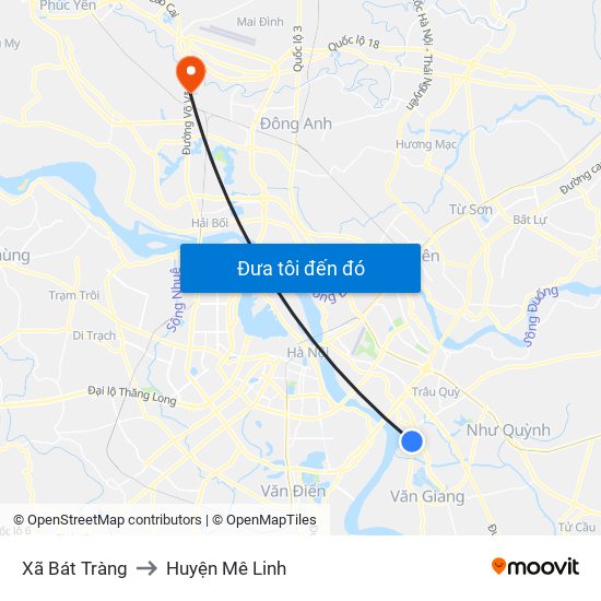 Xã Bát Tràng to Huyện Mê Linh map