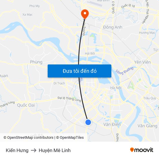 Kiến Hưng to Huyện Mê Linh map