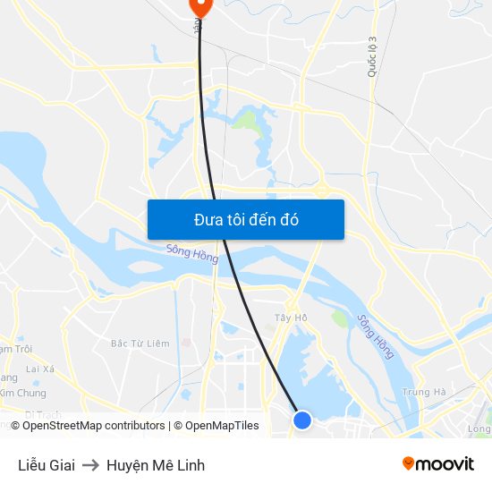 Liễu Giai to Huyện Mê Linh map