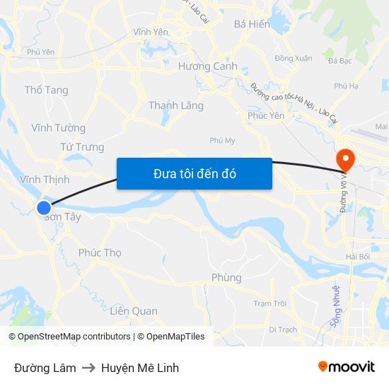 Đường Lâm to Huyện Mê Linh map