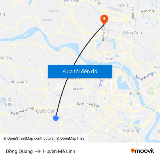 Đồng Quang to Huyện Mê Linh map