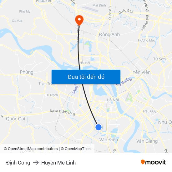 Định Công to Huyện Mê Linh map