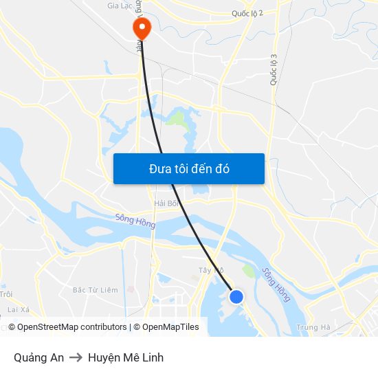Quảng An to Huyện Mê Linh map