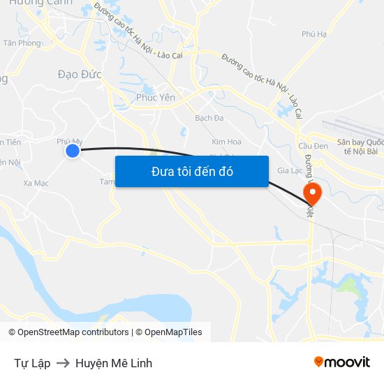 Tự Lập to Huyện Mê Linh map