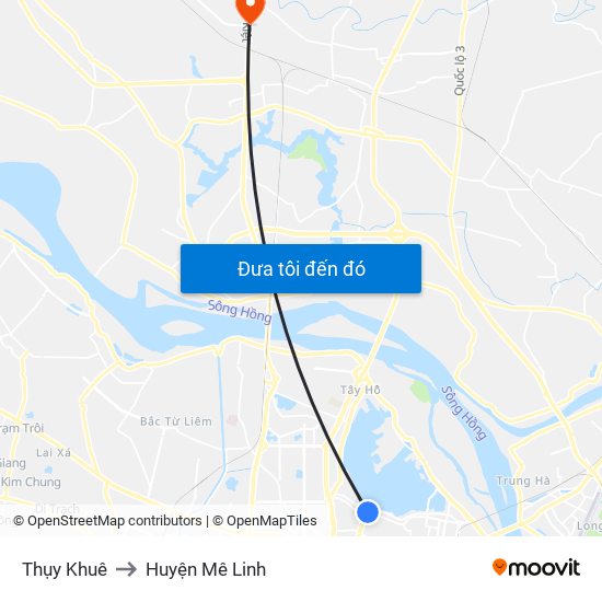 Thụy Khuê to Huyện Mê Linh map