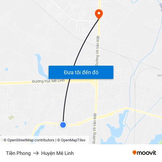 Tiền Phong to Huyện Mê Linh map