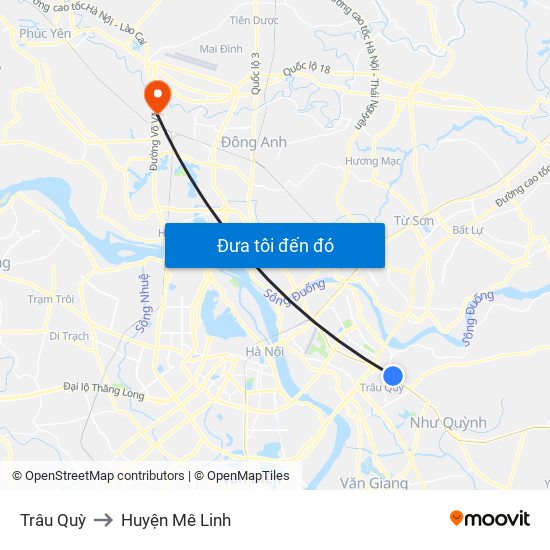 Trâu Quỳ to Huyện Mê Linh map