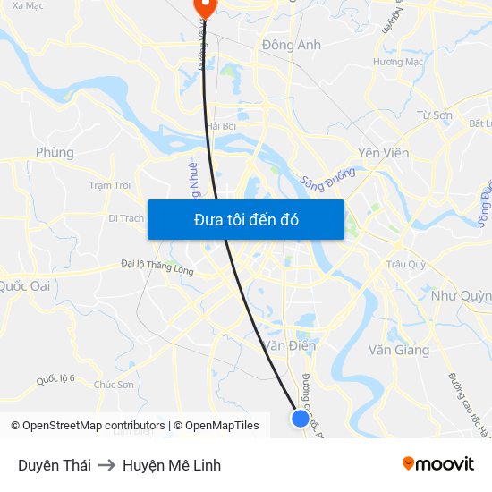 Duyên Thái to Huyện Mê Linh map