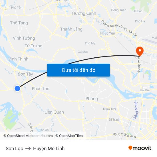 Sơn Lộc to Huyện Mê Linh map