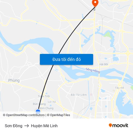 Sơn Đồng to Huyện Mê Linh map