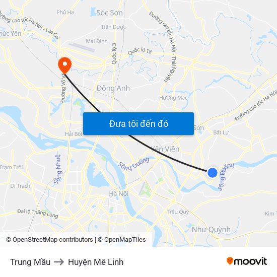 Trung Mầu to Huyện Mê Linh map