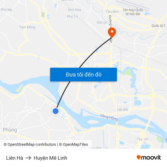 Liên Hà to Huyện Mê Linh map