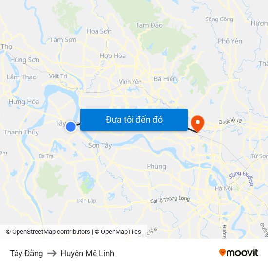 Tây Đằng to Huyện Mê Linh map