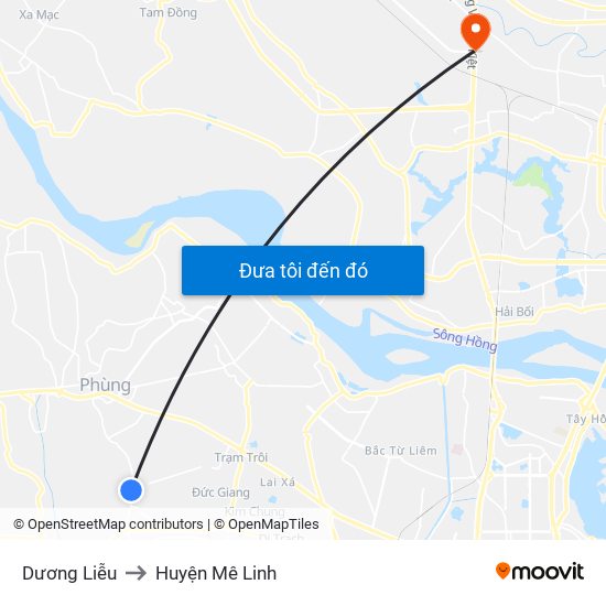 Dương Liễu to Huyện Mê Linh map