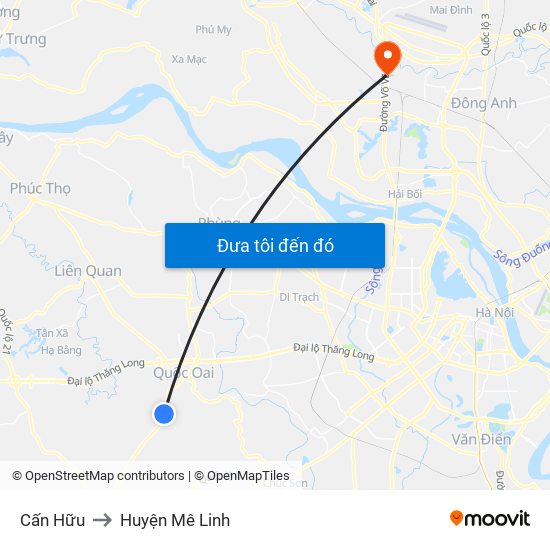 Cấn Hữu to Huyện Mê Linh map