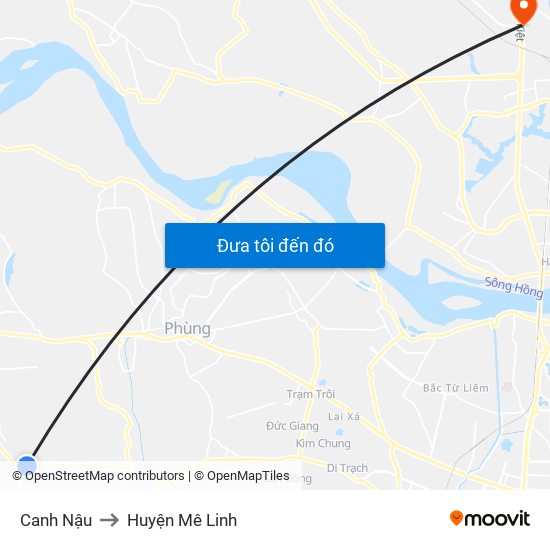 Canh Nậu to Huyện Mê Linh map