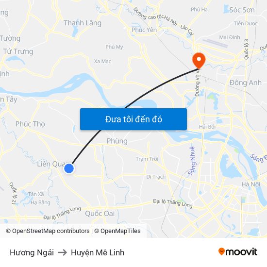 Hương Ngải to Huyện Mê Linh map