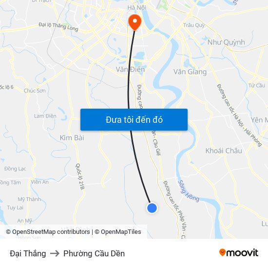 Đại Thắng to Phường Cầu Dền map