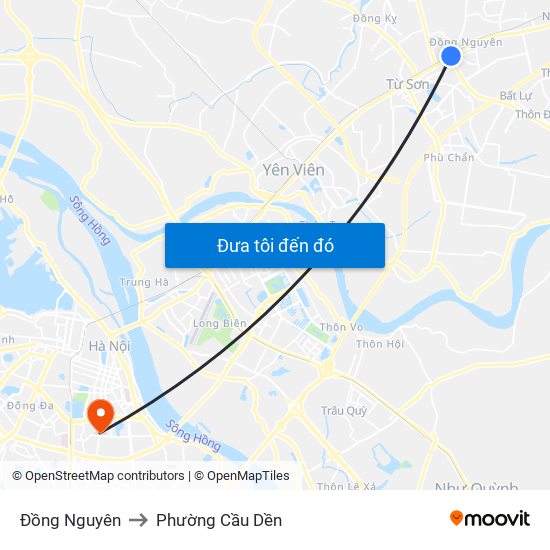 Đồng Nguyên to Phường Cầu Dền map