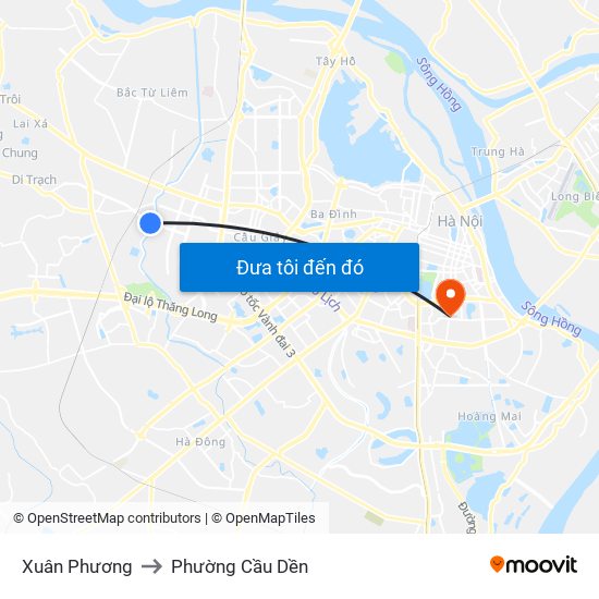 Xuân Phương to Phường Cầu Dền map