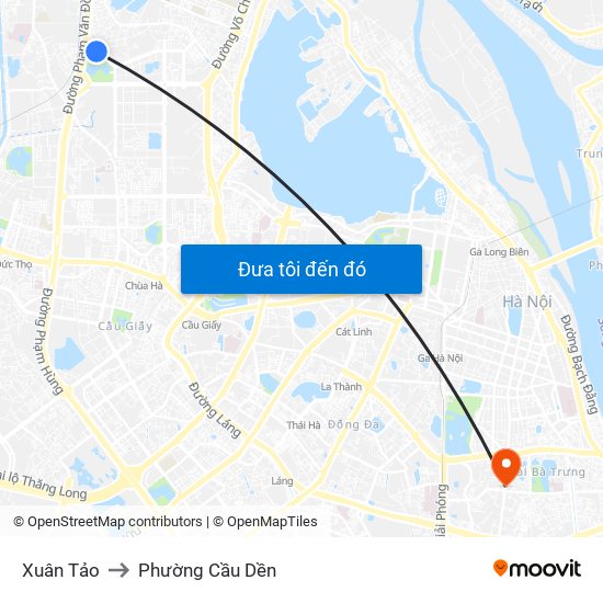 Xuân Tảo to Phường Cầu Dền map