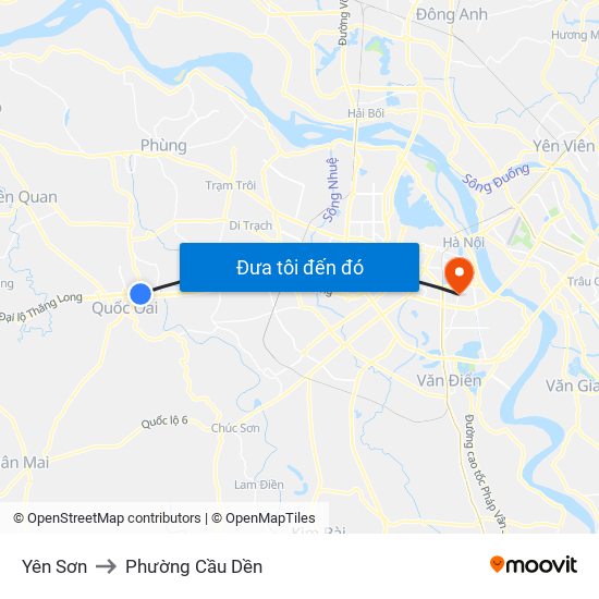 Yên Sơn to Phường Cầu Dền map