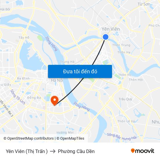 Yên Viên (Thị Trấn ) to Phường Cầu Dền map