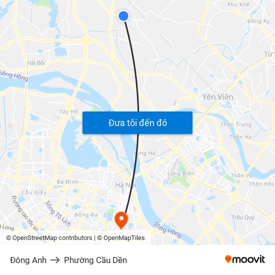 Đông Anh to Phường Cầu Dền map