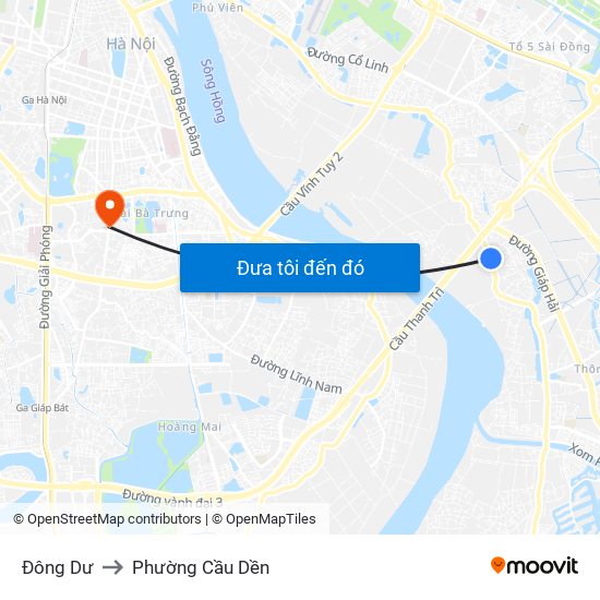 Đông Dư to Phường Cầu Dền map