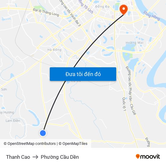 Thanh Cao to Phường Cầu Dền map