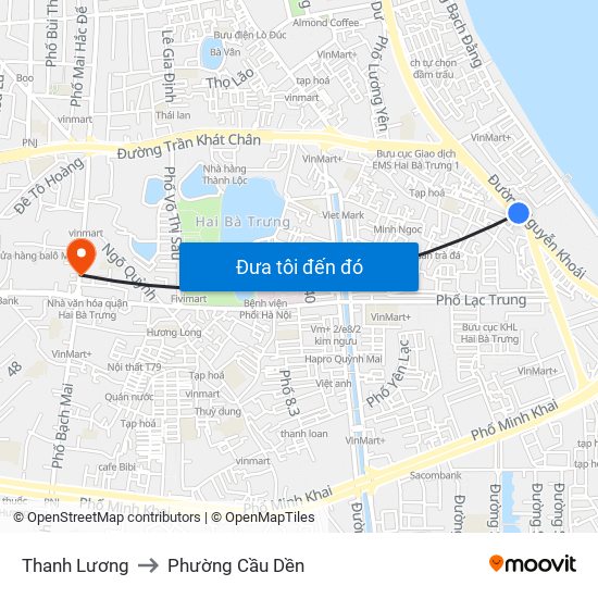 Thanh Lương to Phường Cầu Dền map