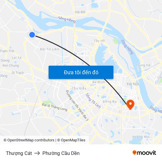 Thượng Cát to Phường Cầu Dền map