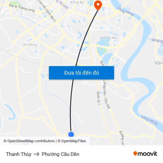 Thanh Thùy to Phường Cầu Dền map