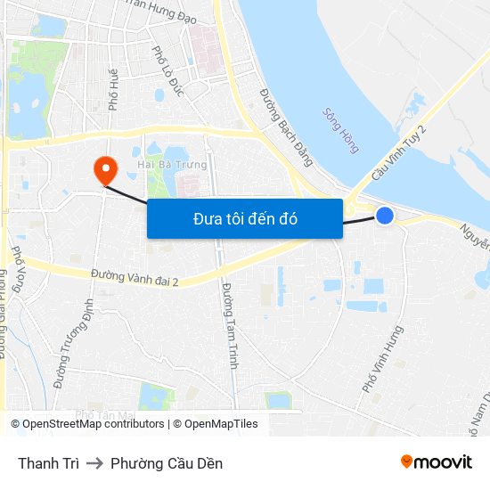 Thanh Trì to Phường Cầu Dền map