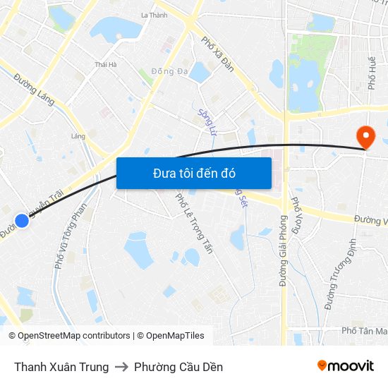 Thanh Xuân Trung to Phường Cầu Dền map