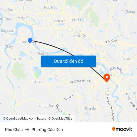 Phú Châu to Phường Cầu Dền map