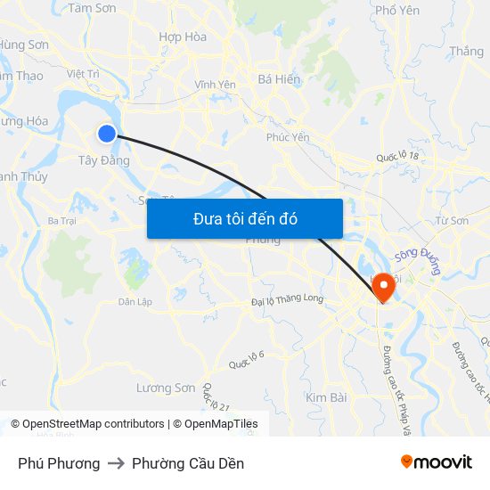 Phú Phương to Phường Cầu Dền map