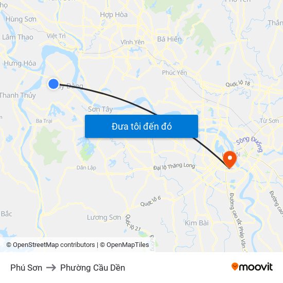 Phú Sơn to Phường Cầu Dền map