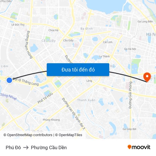 Phú Đô to Phường Cầu Dền map
