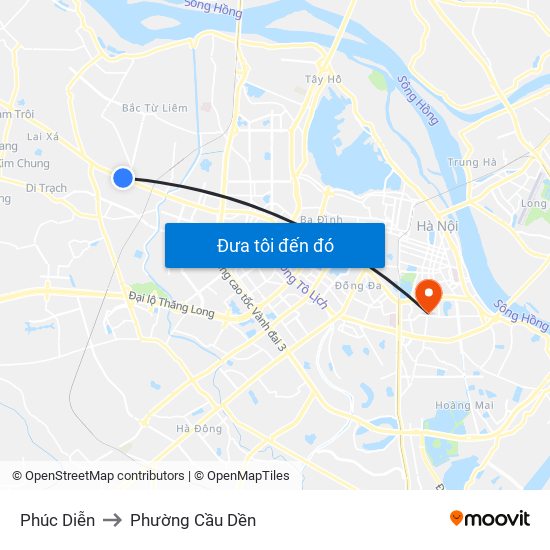 Phúc Diễn to Phường Cầu Dền map