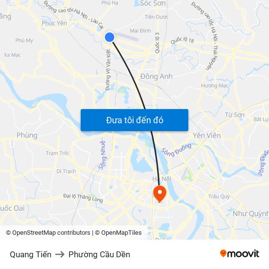 Quang Tiến to Phường Cầu Dền map